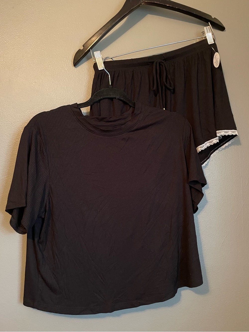 NWT Honeydew Sz Small Black Revival Rib Knit Top Shortie Pajama Lounge Set R $54